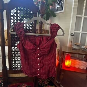Brandy Melville Burgundy Ruffled Blouse